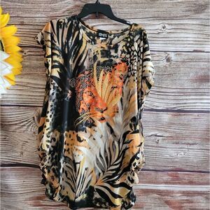 Step in Style Sleeveless Blouse orange/black/brown women's one size Pre-owned